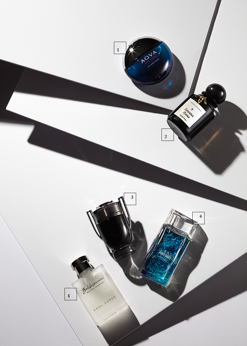 Ветивер
1 | Aqua Pour Homme Atlantique, Bulgari
2 | 9 Arcana Rosa L'Artisan Parfumeur
Кардамон
3 | Invictus Intense, Paco Rabanne
4 | L'Eau Kenzo Aquadisiac, Kenzo
5 | Cool Force, Baldessarini