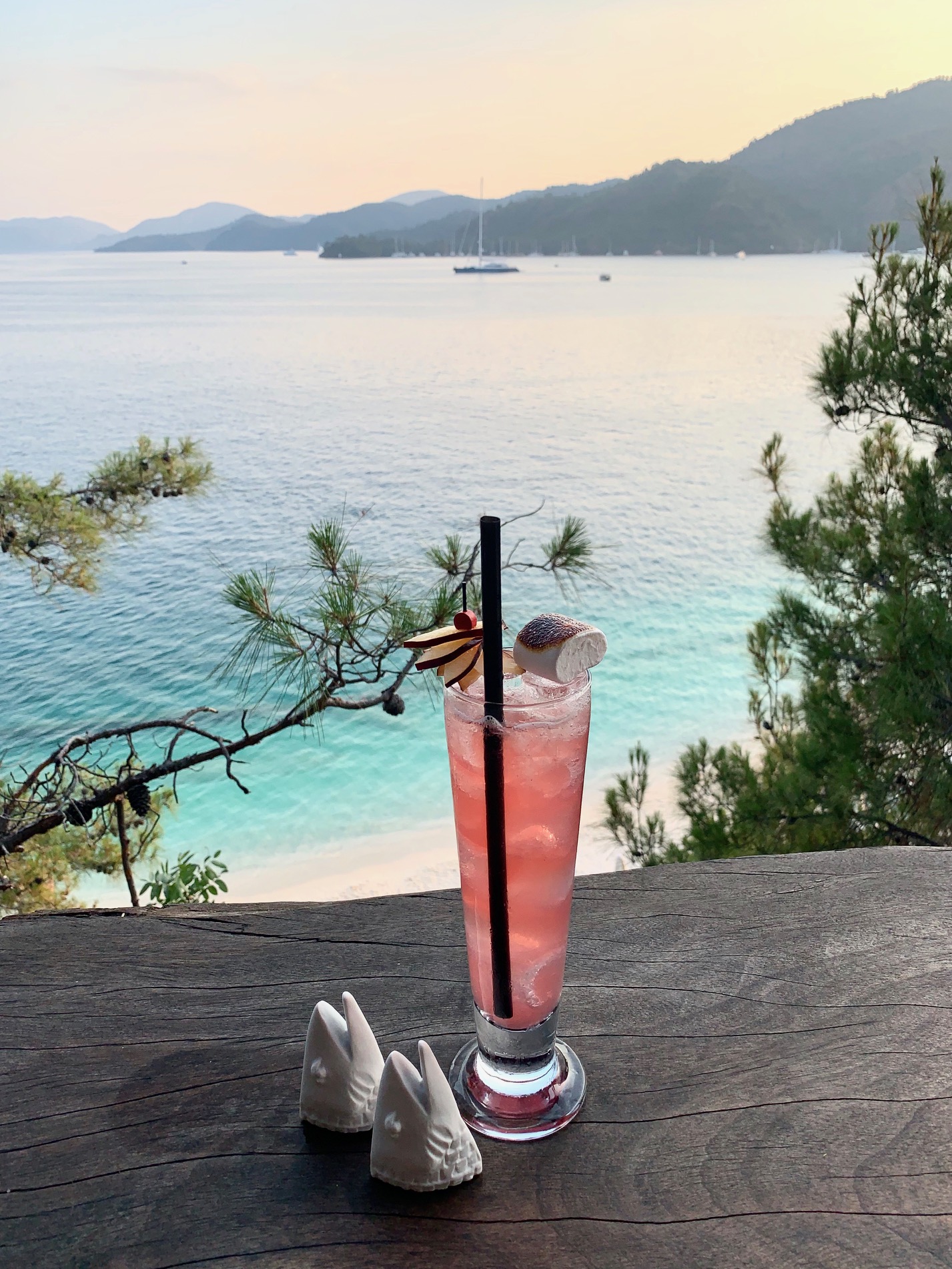 Статуэтки Hering и фирменный коктейль бара-ресторана Q Lounge в отеле D-Resort Göcek