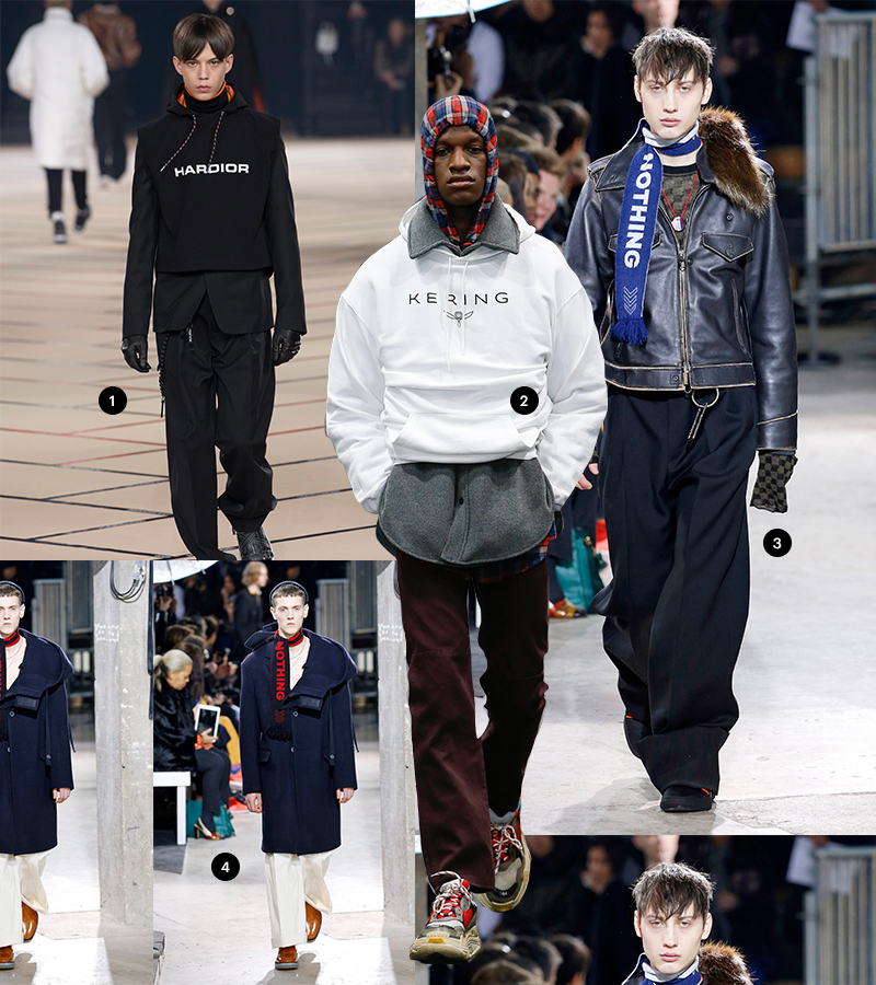 1 Dior Homme | 2 Balenciaga | 3,4 Lanvin