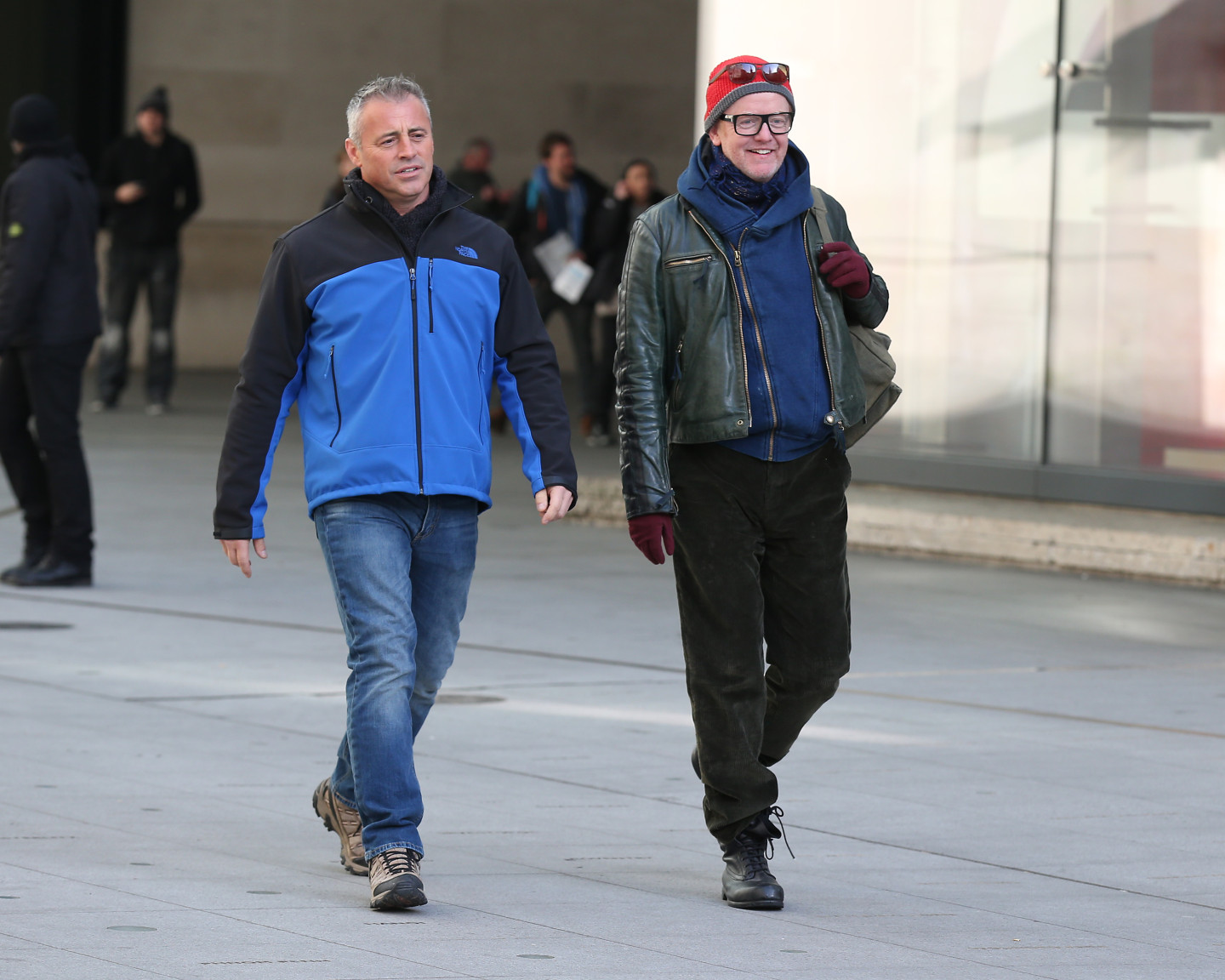 Мэтт ЛеБлан и Крис Эванс на съемках программы Top Gear