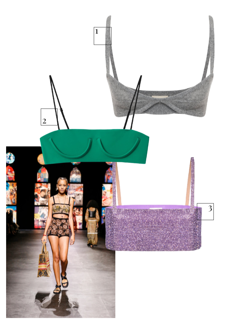 Dior, весна-лето 2021
1. Топ Khaite, 56 950 руб. (ЦУМ)
2. Топ H&M Studio, 1599 руб. (H&M)
3. Топ Nue, $446 (nue-studio.com)