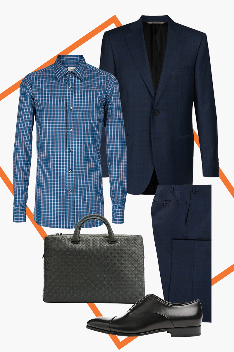 Костюм, Canali, 122 200 руб. | Рубашка, Brioni, 27 950 руб. | Портфель, Bottega Veneta, 199 500 руб. | Оксфорды, Giorgio Armani, 29 350 руб.

Итого: 379 300 руб.

Цена за этот же комплект:
в Милане — 384 705 руб.; в Лондоне — 385 046 руб.; в Дубае — 542 805 руб.
