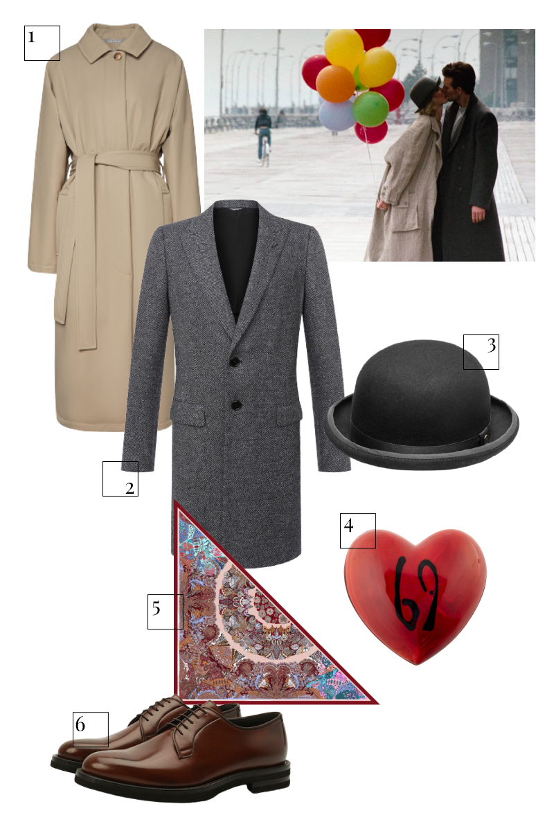 1. Плащ 12storeez, 17 980 руб. (12storeez)
2. Пальто Dolce & Gabbana, 197 000 руб. («Барвиха Luxury Village»)
3. Шляпа Hatfield, 9500 руб. (hatfield.ru)
4. Шоколад Patrick Roger, 6700 руб. (Patrick Roger)
5. Шаль Radical Chic, 11 900 руб. (Radical Chic)
6. Дерби Brunello Cucinelli, 78 550 руб. (ЦУМ)