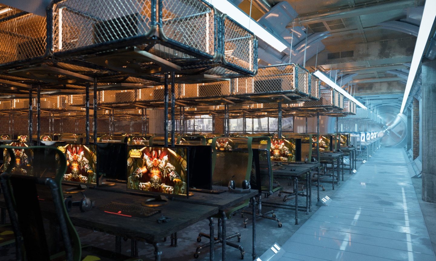 Компьютерный клуб Cyber Loft на первом этаже Yota Arena