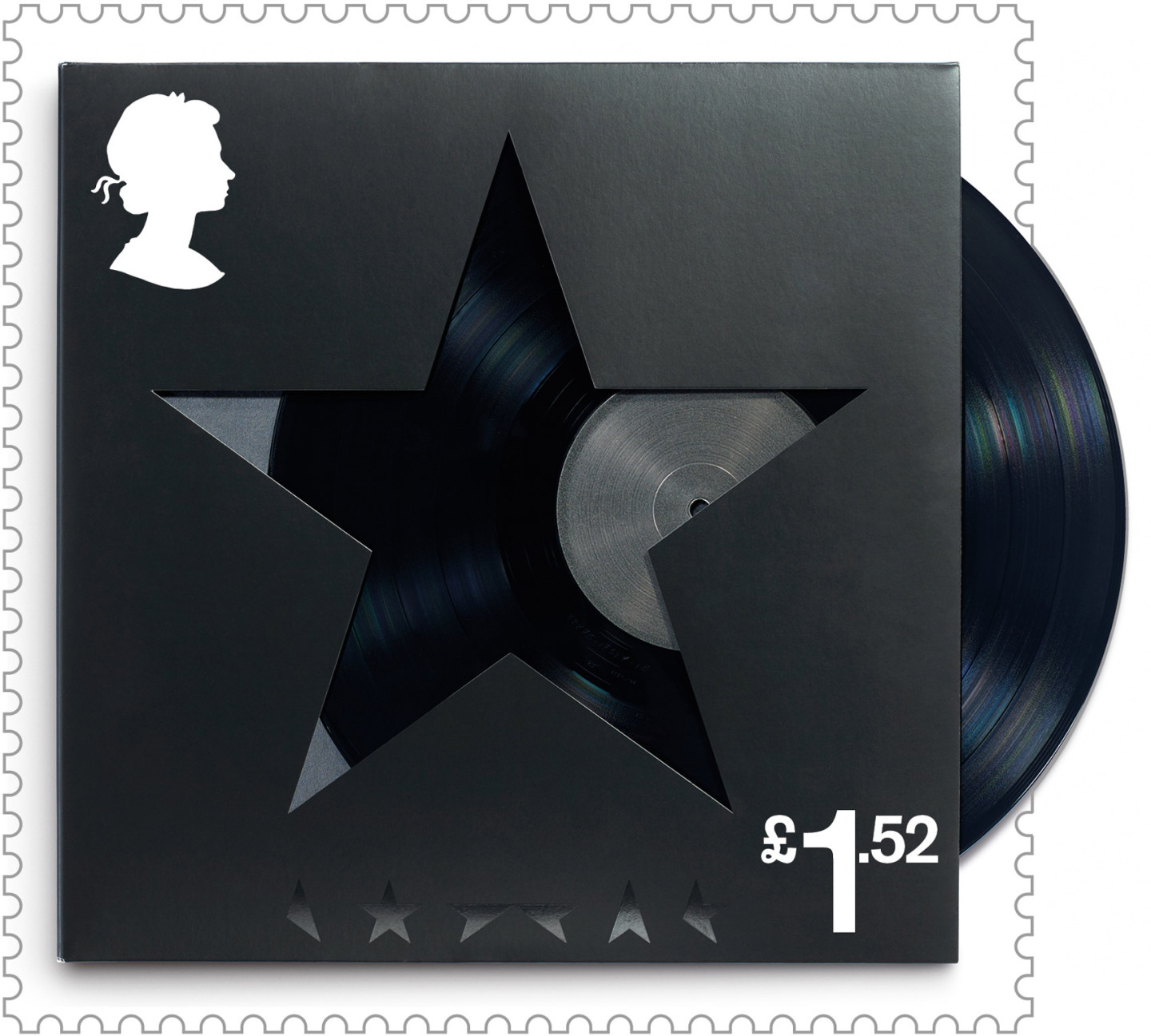 Марка с обложкой последнего альбома Дэвида Боуи «Blackstar»