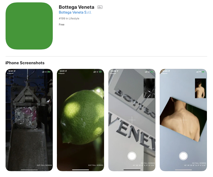 Приложение Bottega Veneta в App Store