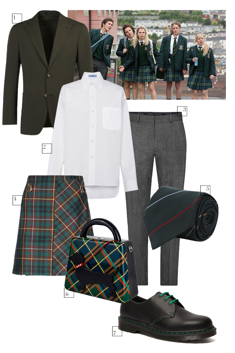 1. Мужской пиджак Suitsupply, $259 (Suitsupply)
2. Женская сорочка Prada, 50 000 руб. (Prada)
3. Мужские брюки Louis Vuitton, 62 000 руб. (Louis Vuitton)
4. Юбка Burberry, 23 400 руб. (yoox.com)
5. Галстук Paul Smith, 11 050 руб. (ГУМ)
6. Сумка MyBacio, 29 900 руб. (mybacio.com)
7. Женские ботинки Dr. Martens, 9590 руб. (Dr. Martens)