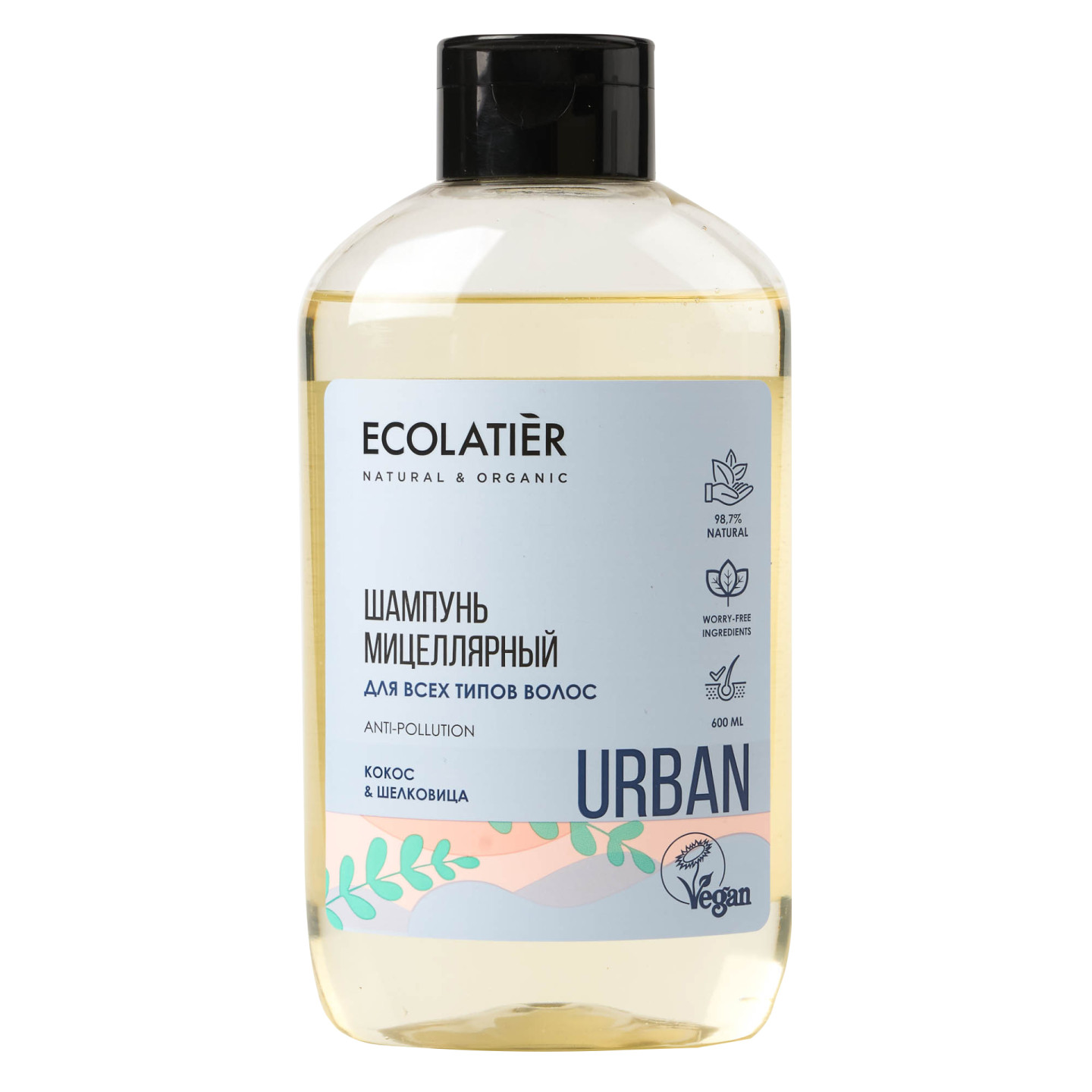 Мицеллярный шампунь для всех типов волос «Кокос & шелковица», Urban, Ecolatier