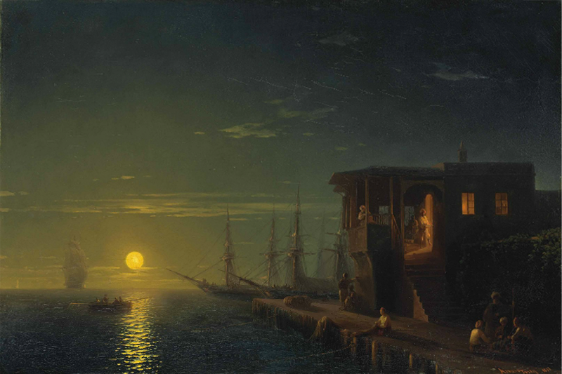 Иван Айвазовский. «Османская кофейня в лунном свете», 1857 г.