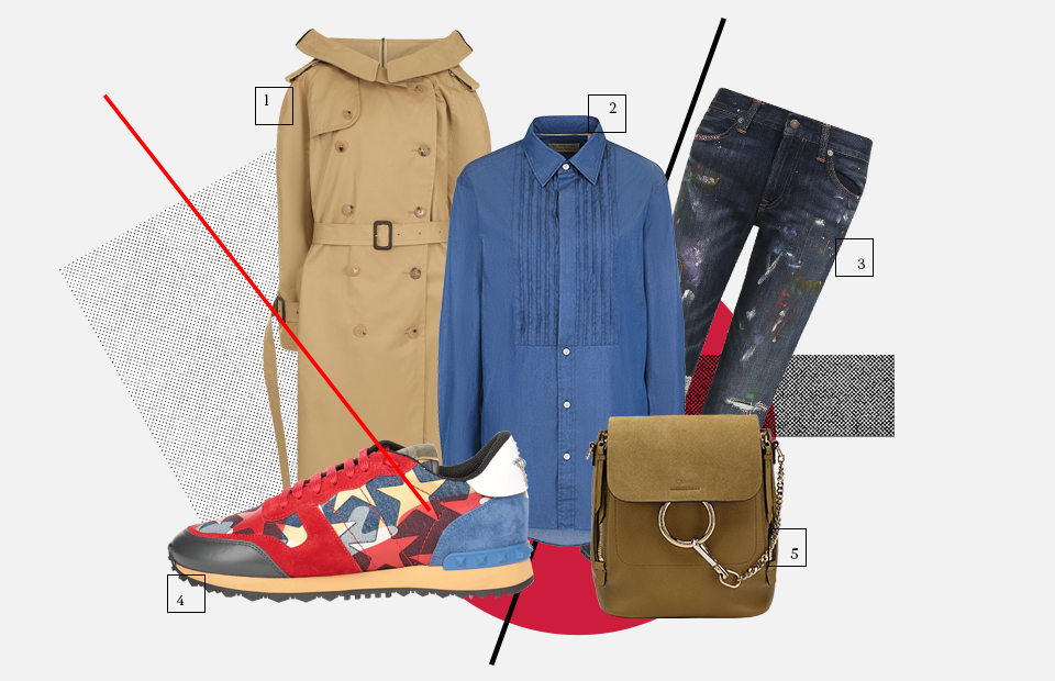 1. Хлопковый плащ с поясом Vetements, 96 000 руб. вместо 192 000 руб. 2. Хлопковая блуза Burberry, 12 500 руб. вместо 25 000 руб. 3. Джинсы с потертостями Polo Ralph Lauren, 6 995 руб. вместо 14 050 руб. 4. Кроссовки с принтом Valentino, 23 850 руб. вместо 47 650 руб. 5. Рюкзак Faye с отделкой из замши Chloé
72 450 руб. вместо 103 500 руб.