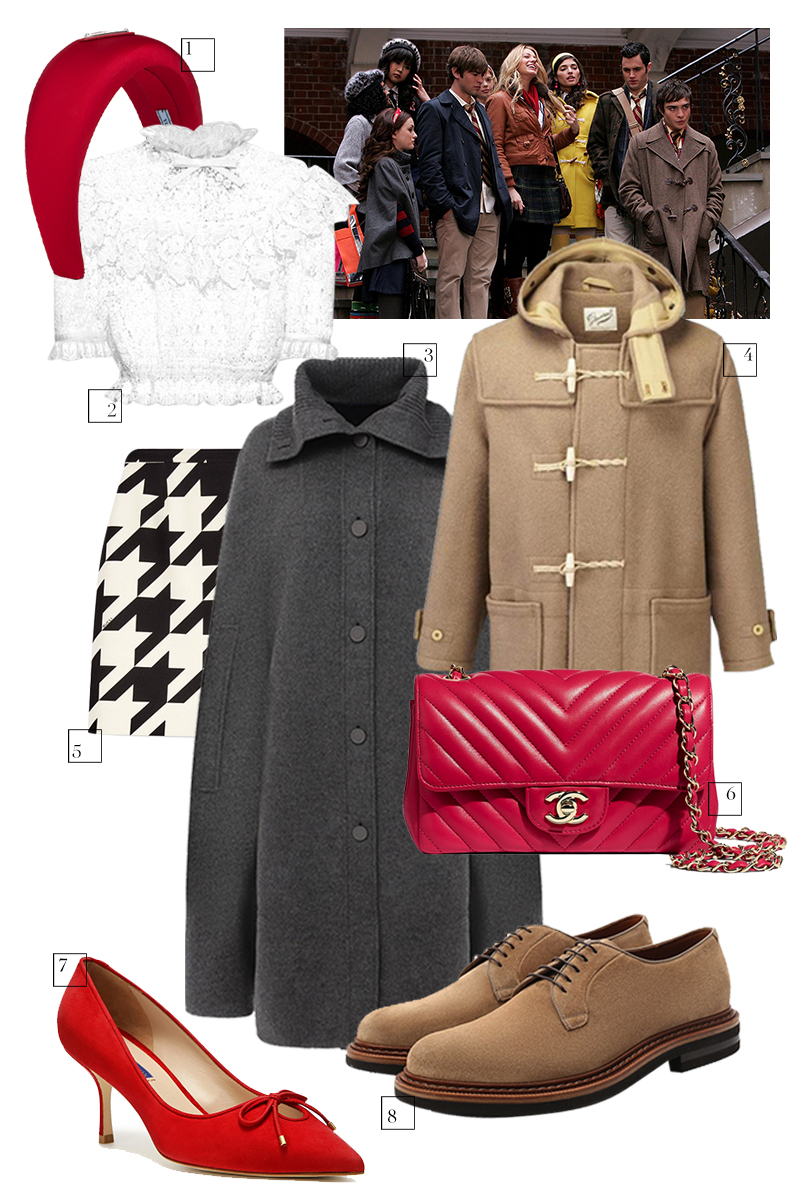 1. Женский ободок Prada, 21 500 руб. (Prada)
2. Женская блуза Miu Miu, 76 000 руб. (Miu Miu)
3. Женский кейп Loro Piana, 460 000 руб. («Барвиха Luxury Village»)
4. Мужской бушлат Gloverall, £450 (gloverall.com)
5. Юбка Gucci, 65 000 руб. (Gucci)
6. Сумка Chanel, 286 700 руб. (Chanel)
7. Туфли Stuart Weitzman, 15 190 руб. (No One)
8. Мужские ботинки Brunello Cucinelli, 75 500 руб. (Brunello Cucinelli)