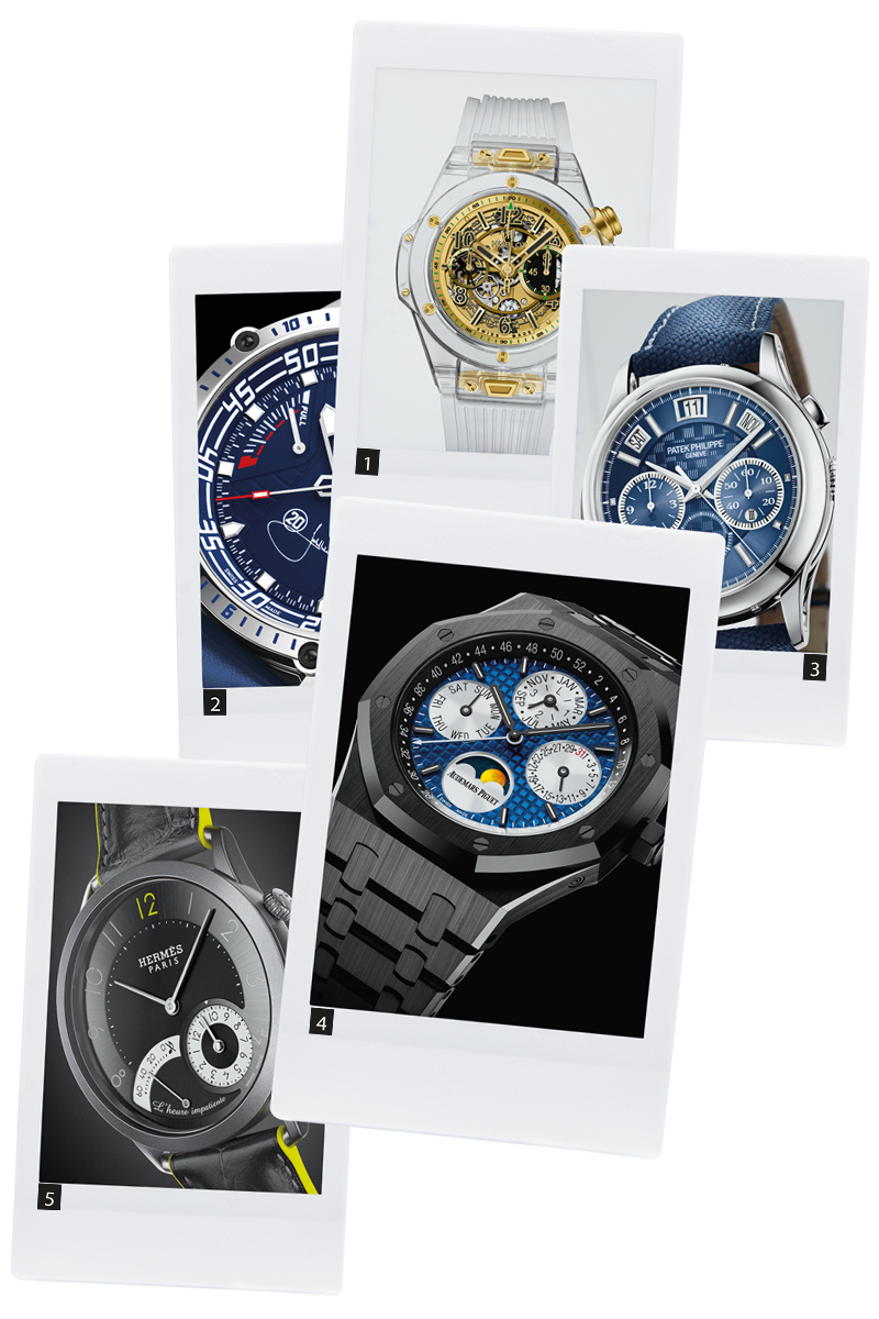 Big Bang Unico Sapphire Usain Bolt for Only Watch, Hublot, эстимейт — 50–80 тыс. швейцарских франков (далее — CHF)
Superfast 8 Hz Power Control Porsche 919 Only Watch 2017, Сhopard, CHF 18–25 тыс.
Grand Complications Ref. 5208T-010, Patek Philippe, CHF 0,9–1,1 млн
Royal Oak Perpetual Calendar Only Watch, Unique Piece, Audemars Piguet, CHF 80–120 тыс.
Slim d’Hermès L’heure impatiente, Only Watch Edition, Hermès, CHF 35–55 тыс.