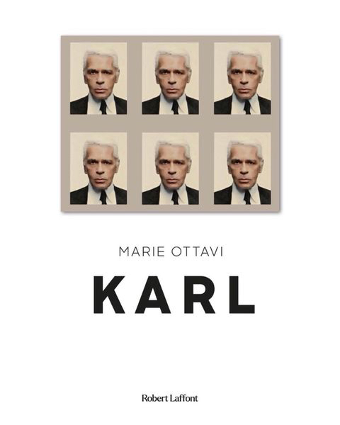 Обложка книги «Карл» Мари Оттави с паспортными портретами Карла Лагерфельда