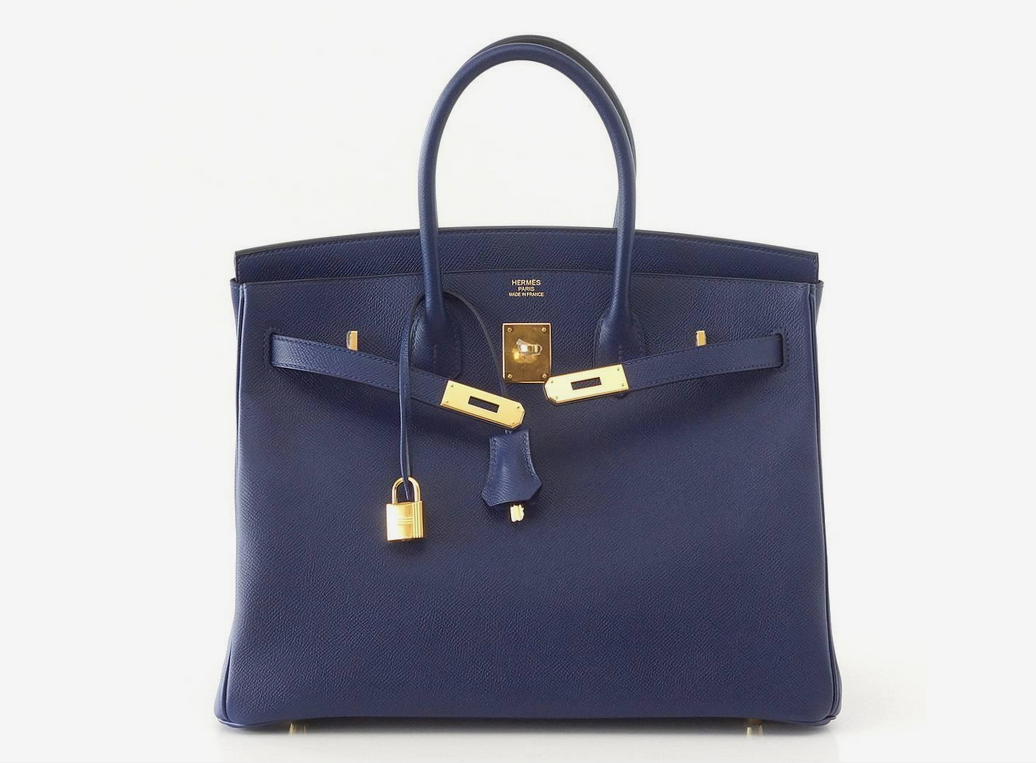 HERMES BIRKIN 35 Bag BLUE SAPPHIRE Epsom Coveted Gold Hardware