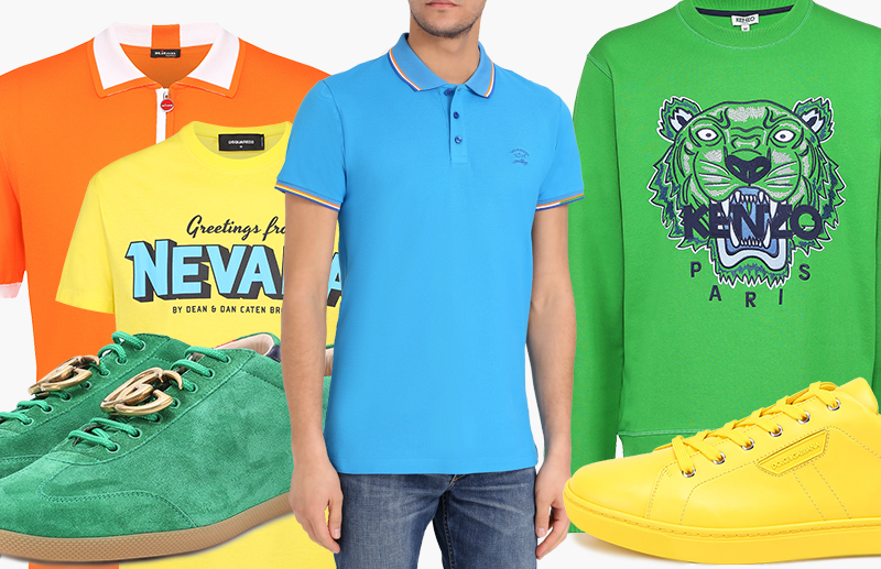 Поло, Kiton (ЦУМ), 51 550 руб. Футболка, Dsquared (ЦУМ), 12 250 руб. Кеды, Gucci, 39 400 руб. Поло, Paul & Shark, 10 350 руб. Толстовка, Kenzo (ЦУМ), 13 700. Кеды, Dolce & Gabbana, 25 500 руб.