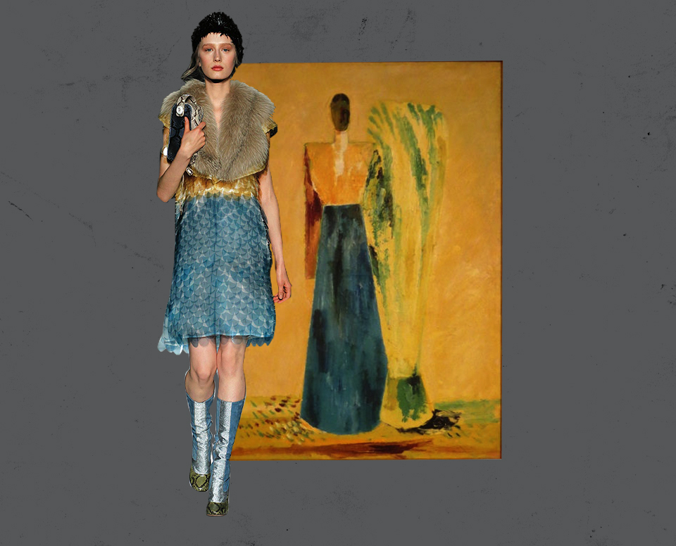 Prada, осень-зима 2011/2012 — Эдуард Криммер. «Женщина со снопом сена», 1929-1930 год