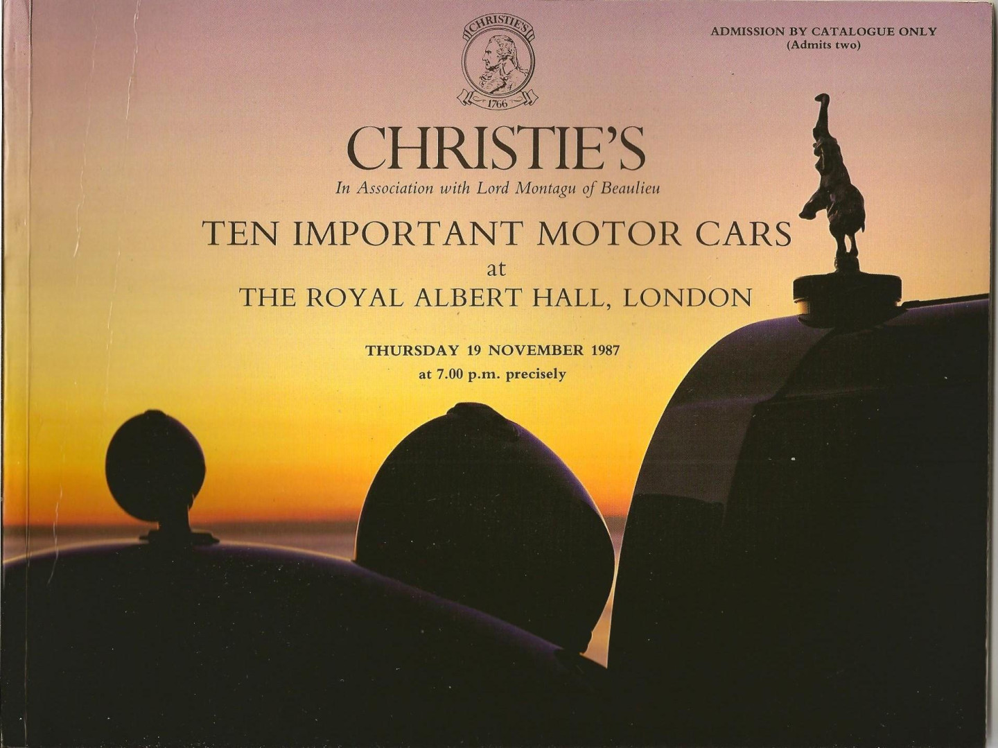 Обложка каталога к аукциону Christie's, который 19 ноября 1987 года прошел в королевском Альберт-холле в Лондоне. Эти торги до сих пор называют «золотыми»
