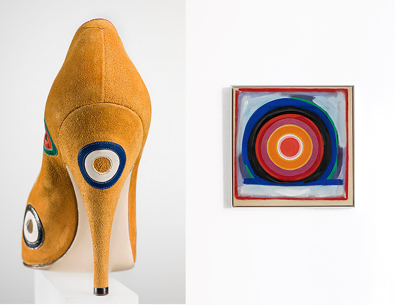 Туфли-лодочки Salvatore Ferragamo по мотивам картины Кеннета Ноланда, «Без названия», 1958 г.