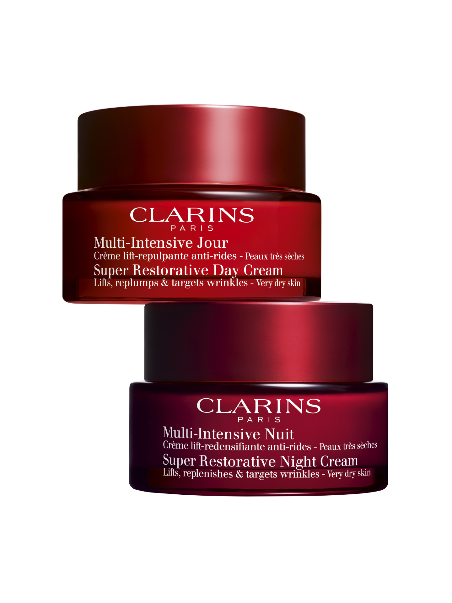 Восстанавливающие дневной и ночной кремы Multi-Intensive с эффектом лифтинга для любого типа кожи, Clarins