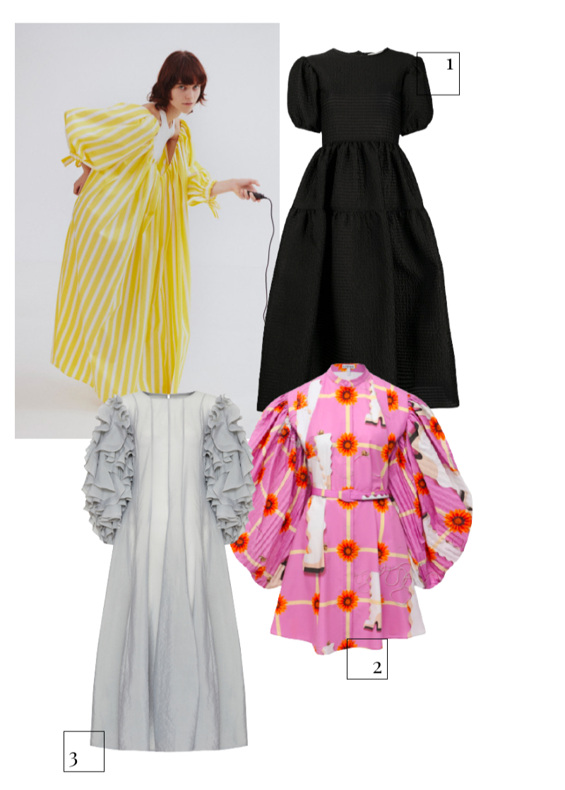 MSGM, весна-лето 2021
1. Платье Cecilie Bahnsen, 109 578 руб. (farfetch.com)
2. Платье Loewe, 366 500 руб. (ЦУМ)
3. Платье My812, 126 000 руб. (My812)