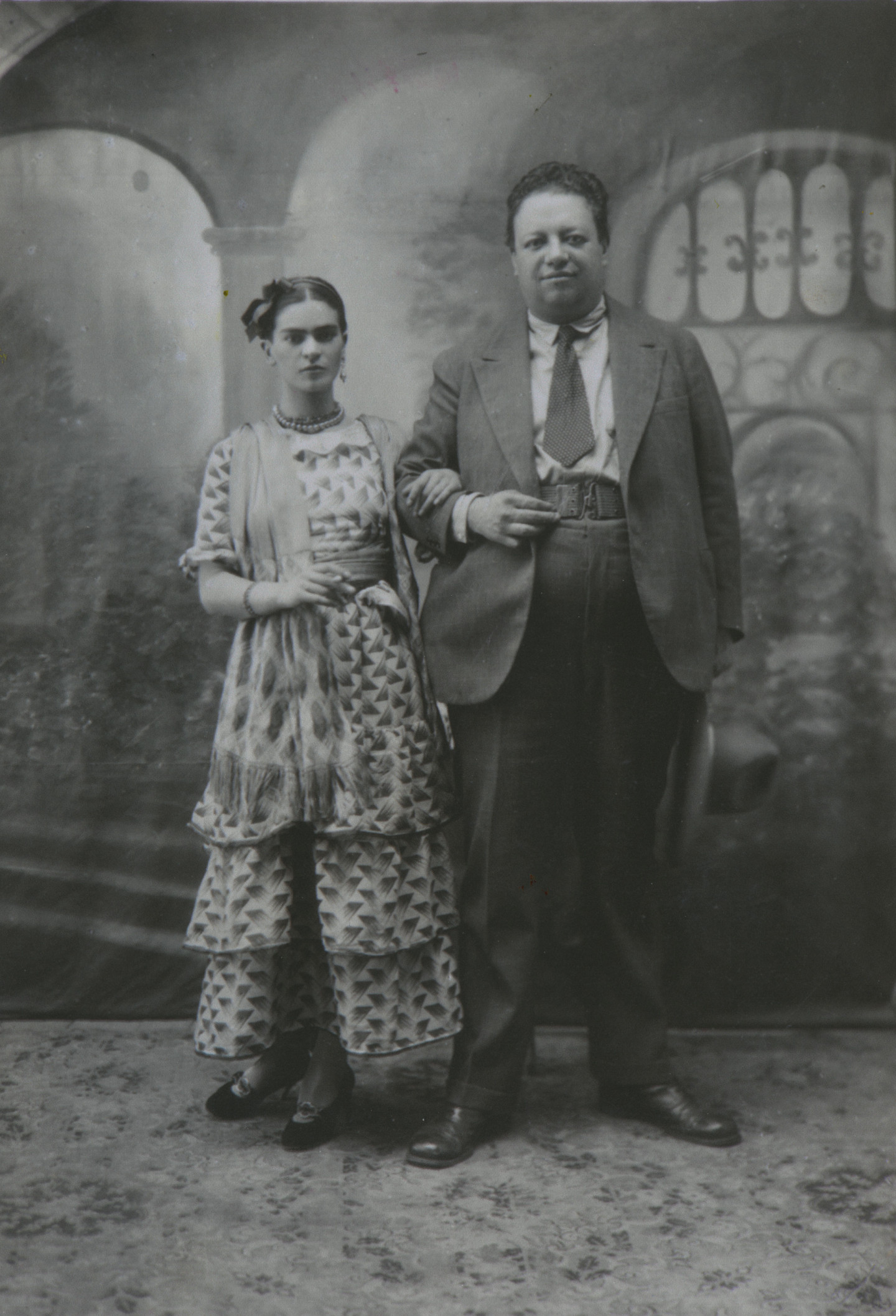 Фрида Кало и Диего Ривера в день своей свадьбы 21 августа 1929 года