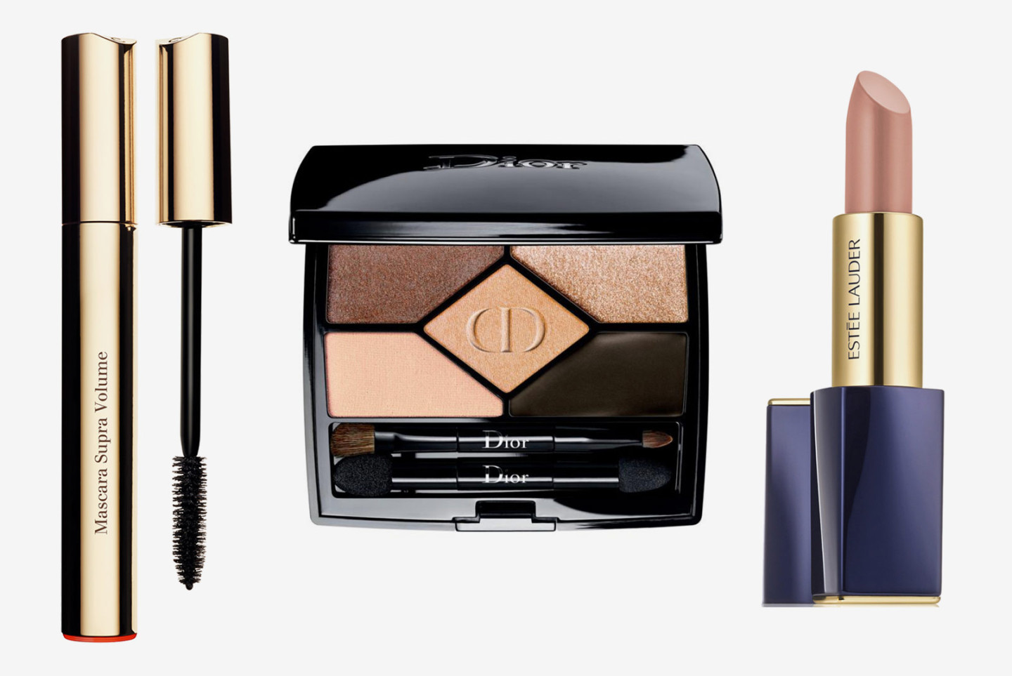 Тушь для ресниц Clarins Mascara Volume; тени для век 5 Couleurs Designer, Dior; помада Estee Lauder Pure Color Envy Matte, 110