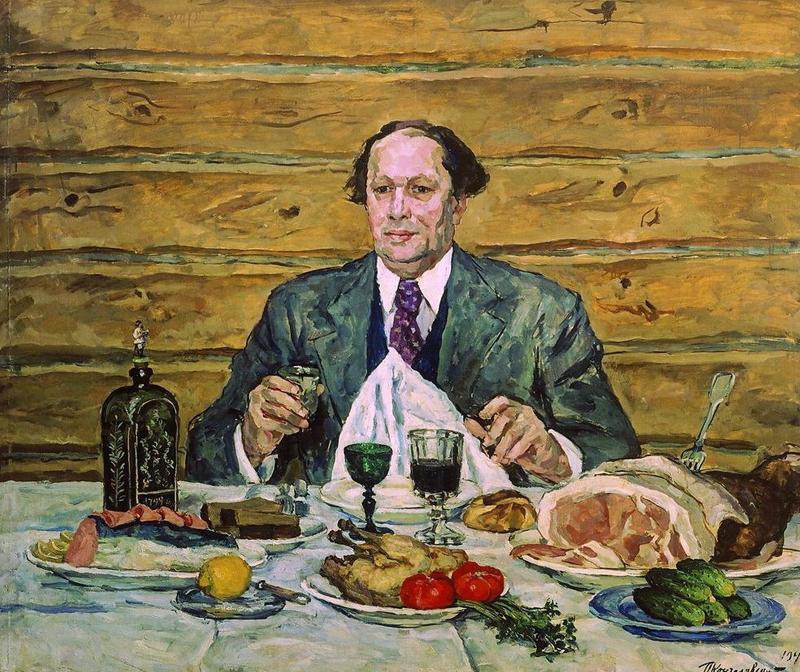 Пётр Кончаловский. «А. Н. Толстой в гостях у художника»