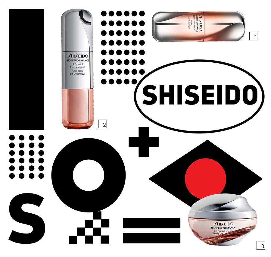 1) Сыворотка LiftDynamic Serum, Bio-Performance, Shiseido
2) Уход для области вокруг глаз LiftDynamic Eye Treatment, Bio-Performance, Shiseido
3) Крем LiftDynamic Cream, Bio-Performance, Shiseido
