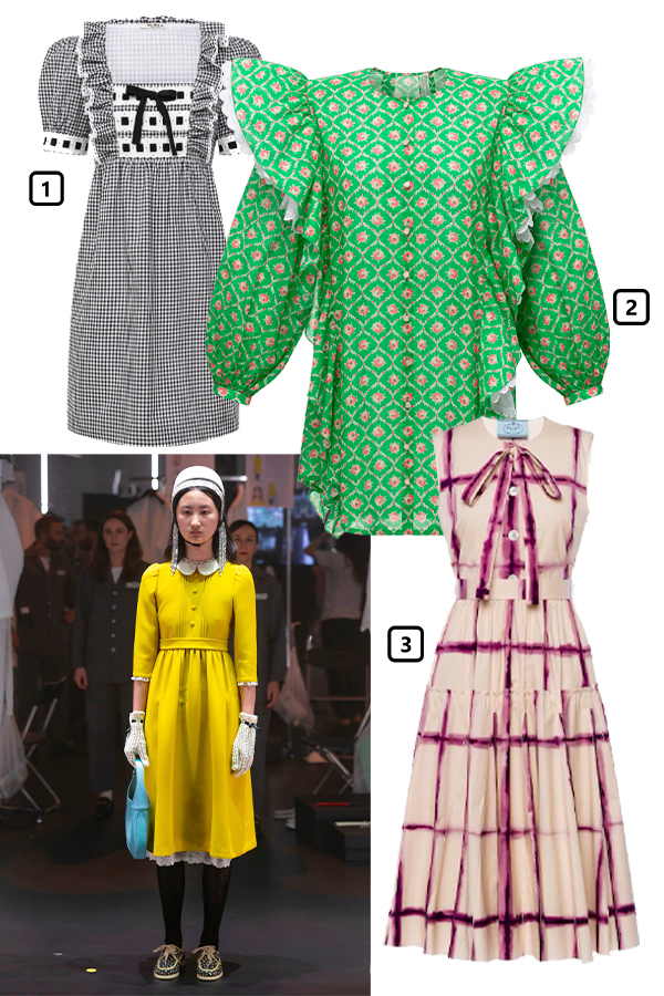 Gucci, осень-зима 2020/21
1) Платье Miu Miu, 110 000 руб. (Miu Miu)
2) Платье Ulyana Sergeenko, 235 000 руб. (Ulyana Sergeenko)
3) Платье Prada, 185 000 руб. (Prada)