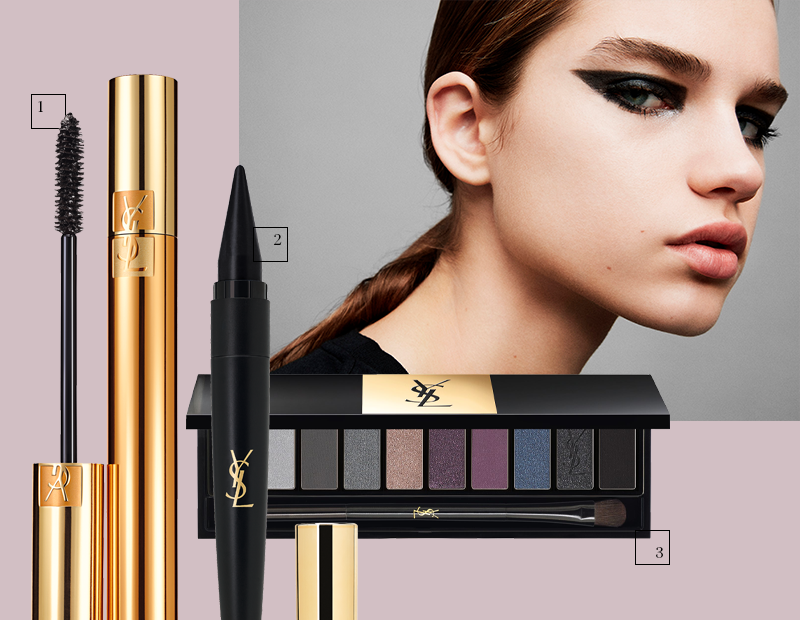 1. Тушь для ресниц Volume Effet Faux Cils Noir №1
2. Карандаш для глаз Couture Kajal Noir Ardent
3. Набор теней Couture Palette Tuxedo №1