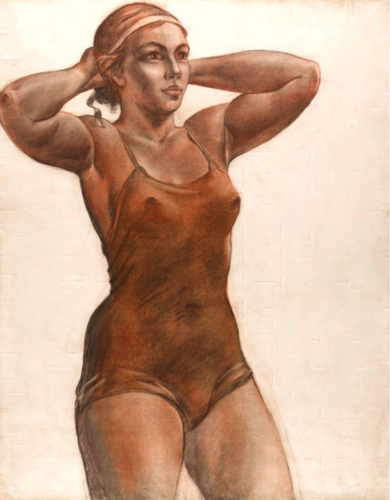 Александр Дейнека, «Спортсменка, завязывающая ленту», 1951

 