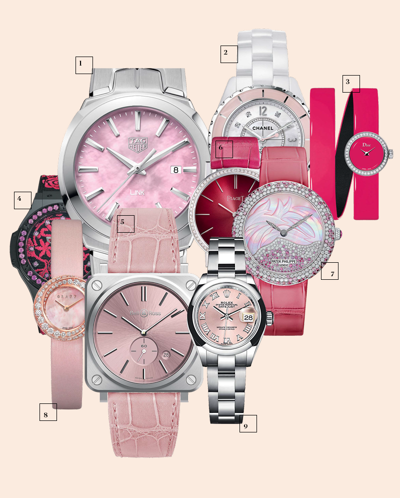 1 | TAG Heuer; 2 | Chanel; 3 | Dior; 4 | Hublot; 5 | Bell & Ross; 6 | Piaget; 7 | Patek Philippe; 8 | Graff; 9 | Rolex