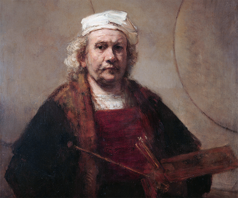 Рембрандт. «Автопортрет с двумя кругами», 1665-1669