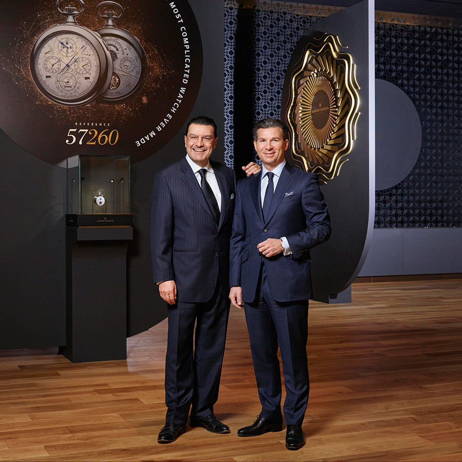 Хуан Карлос Торрес, генеральный директор Vacheron Constantin до 31 марта 2017 года и почетный президент марки с 1 апреля 2017 года и Луи Ферла, генеральный директор Vacheron Constantin c 1 апреля 2017 года