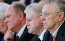 Владимир Жириновский, Сергей Миронов, Геннадий Зюганов (справа налево)