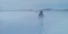 Снегопад парализовал федеральную трассу под Новосибирском . Фотослайдер 0
