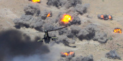 Совместные учения восьми стран начались 16 сентября.

На фото: вертолет Ми-24П во время стратегических командно-штабных учений «Центр-2019» на полигоне «Ляур» в Душанбе, Таджикистан
