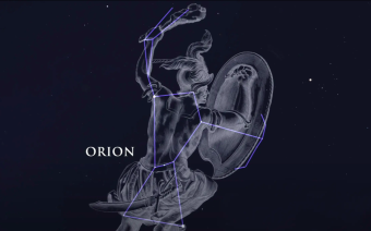 <p>Созвездие Орион в виде охотника, который держит дубину и щит</p>