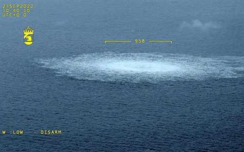 Место утечки на газопроводе &laquo;Северный поток&raquo; в Балтийском море, 27&nbsp;сентября 2022 года