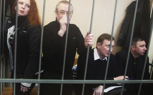 Светлана Инякина, Яков Ивашов, Владислав Семенов и Ирек Тимергазиев (слева направо) во время заседания Московского районного суда