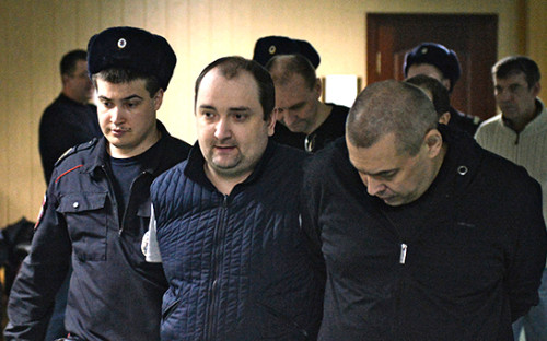Фигуранты дела Сергея Магина в&nbsp;Пресненском суде. Фото: ноябрь 2015 года
