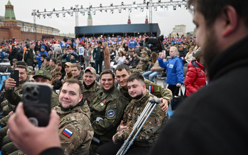 Ветераны СВО на концерте &laquo;Россия, Донбасс, Новороссия: вместе навсегда!&raquo; на Красной площади в Москве, сентябрь 2024 года