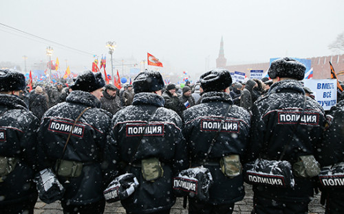 Сотрудники полиции во&nbsp;время митинга в&nbsp;Москве. Март 2016 года


