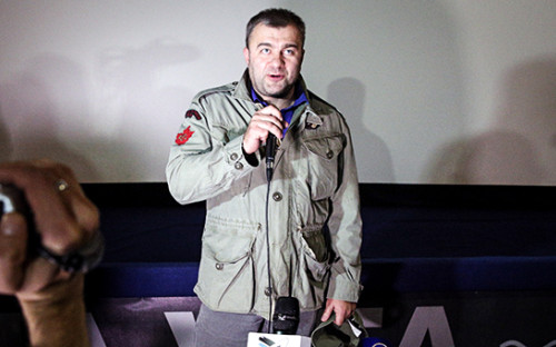 Актер Михаил Пореченков на презентации фильма «Поддубный» в Донецке