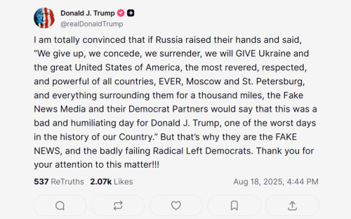 Фото: @realDonaldTrump / Truth Social