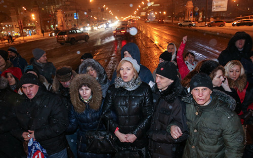 Участники акции протеста валютных заемщиков. 27 января 2016 года
