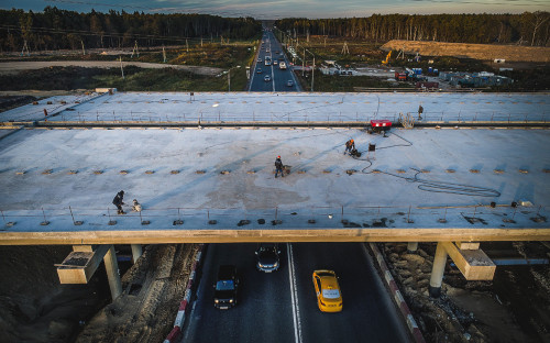 Строящаяся развязка на пересечении Центральной кольцевой автомобильной дороги и Калужского шоссе