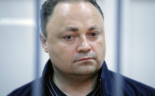 Мэр Владивостока Игорь Пушкарев во время рассмотрения ходатайства об аресте в Басманном суде


