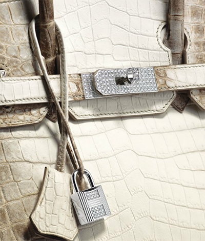 Сумка Birkin из кожи гималайского крокодила, украшенная бриллиантами и фурнитурой из золота
