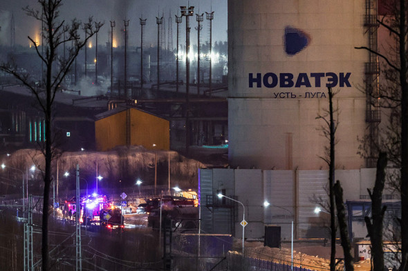 Обстановка на территории терминала компании НОВАТЭК в порту Усть-Луга, 21 января 2024&nbsp;г.